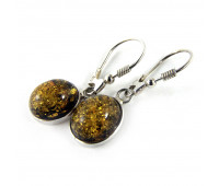 Earrings, green amber, 7.4 gr