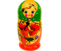 Matryoshka "Maidan, flowers, green scarf", 5 pieces (Russian Babushka doll)